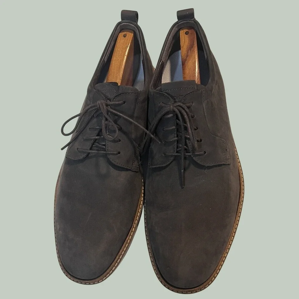 ECCO ST.1 Hybrid Lite Mens 13.5 Gray Nubuck Leather Derby Oxford Shoes EU 47